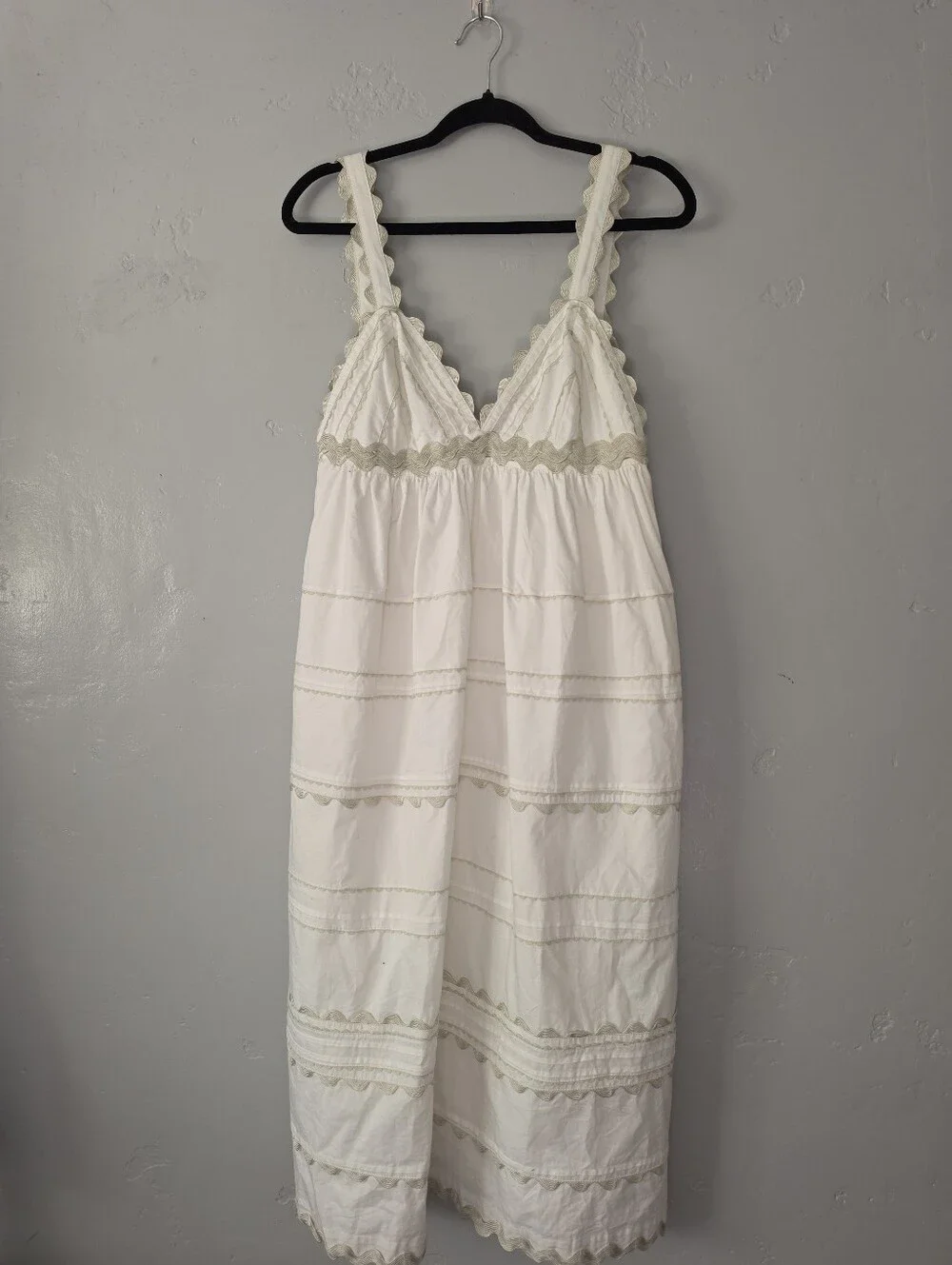 Sofie The Label Ric Rac Cream Tiered Eyelet Midi Dress Medium - Picture 2 of 10